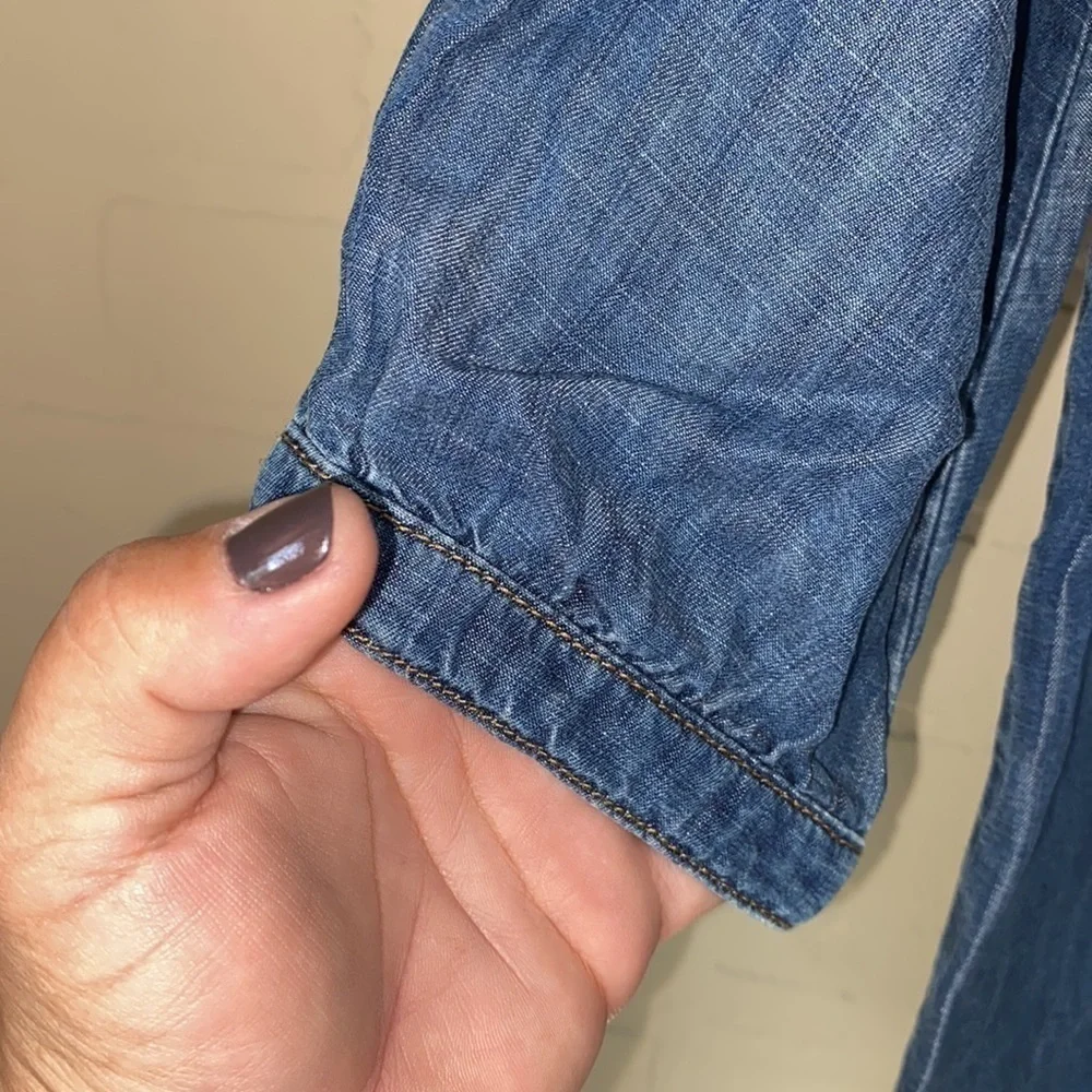 Anthropologie Elevenses shirt chambray tencel‎ top xs - Picture 4 of 7